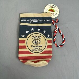 Tito's Handmade Vodka Commemorative Bottle‎ Bag w/ Recipe Tag Red White Blue